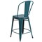 Emma and Oliver Commercial Grade 4 Pack 24" High Distressed Metal Indoor-Outdoor Counter Height Stool with Back